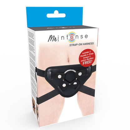 Arnés universal strap on de la marca MR. INTENSE, con correa ajustable y cómodo diseño para uso erótico.