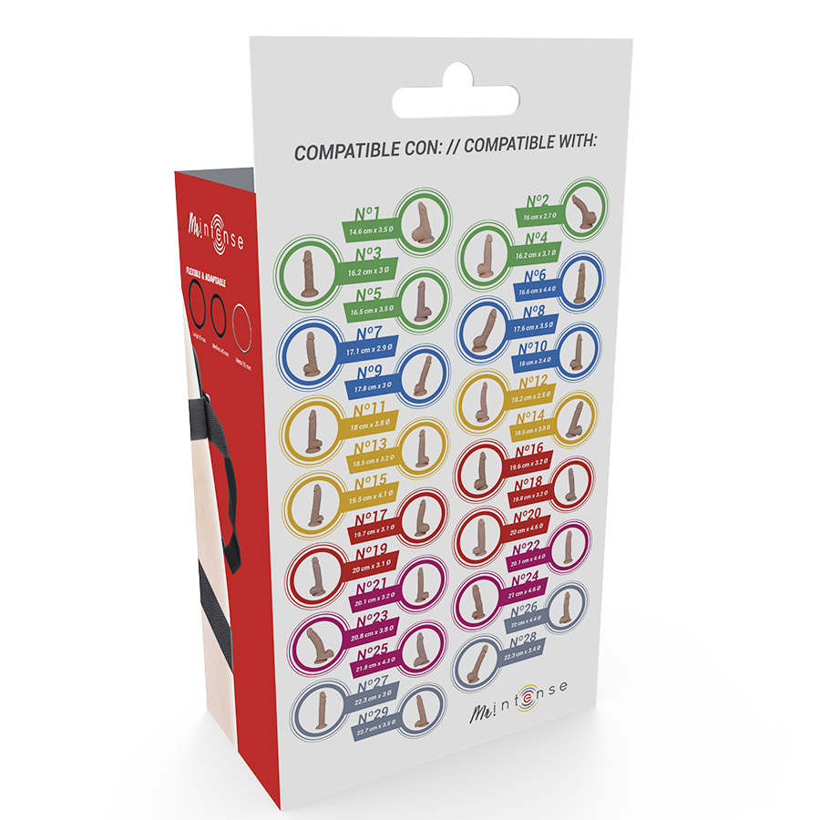 Arnés universal strap on de MR. INTENSE, con correa ajustable y diseño ergonómico para uso personal y sexo anal o vaginal.