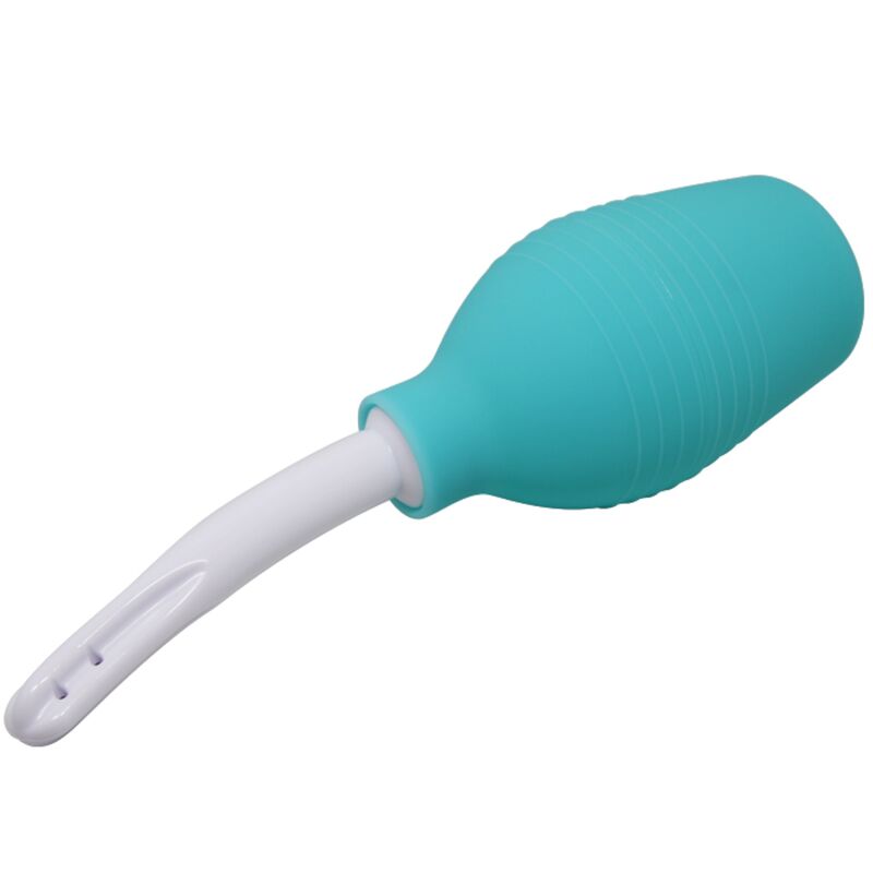 Pera anal de goma azul de la marca MR PLAY, con diseño ergonómico y suave para uso íntimo y limpieza.