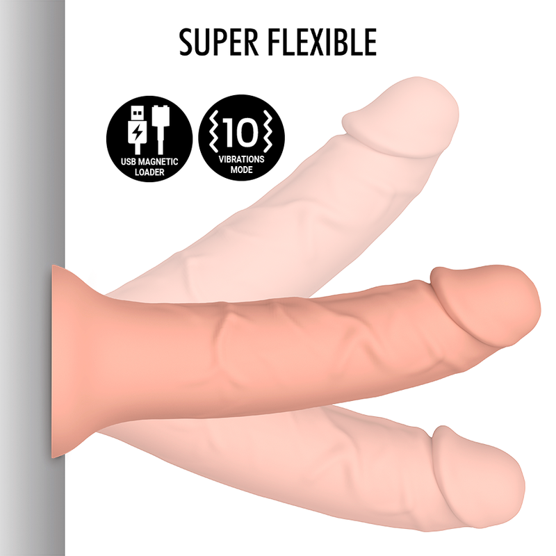 Dildo MYTHOLOGY ASHER Original M de MYTHOLOGY FANTASY, vibrador compatible con tecnología WatchMe Wireless, en color neutro.