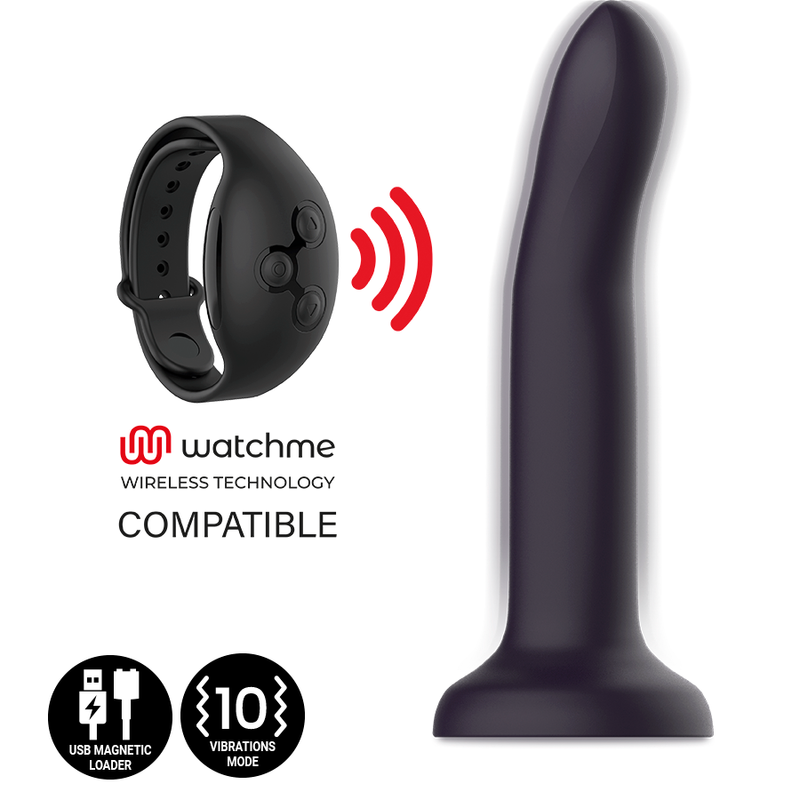 Vibrador MYTHOLOGY DUMAN MYSTIC DILDO S, compatible con tecnología inalámbrica WatchMe, en color negro, con diseño ergonómico.
