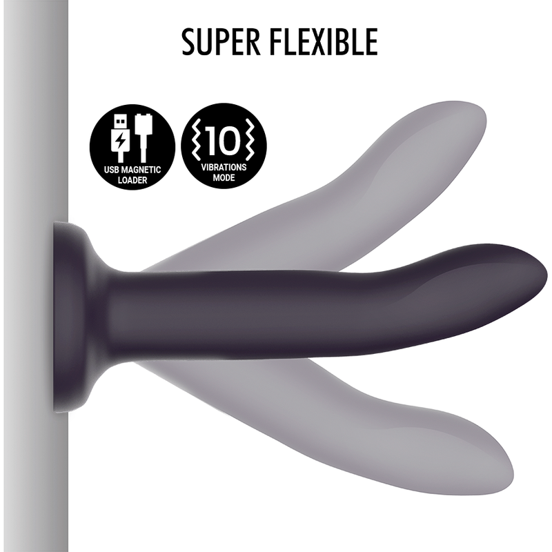Dildo Mythology Duman Mystic S de la marca Mythology Fantasy, vibrador con tecnología inalámbrica WatchMe, en color negro.