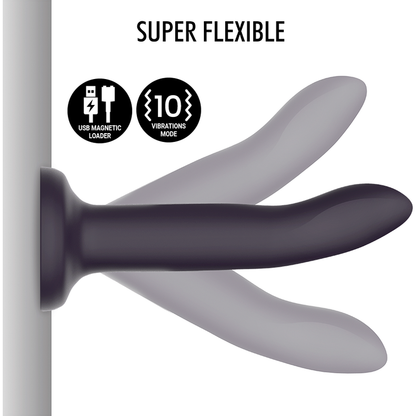 Dildo Mythology Duman Mystic S de la marca Mythology Fantasy, vibrador con tecnología inalámbrica WatchMe, en color negro.