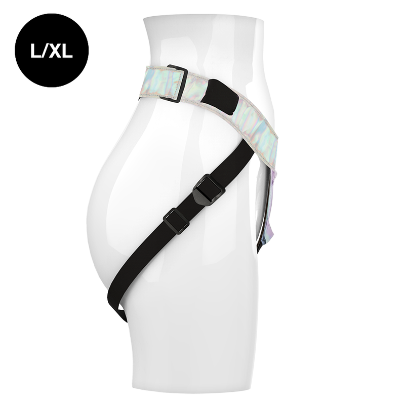 Arnés iridiscente Mythology Fantasy Harness en tamaño L/XL, con diseño brillante y ajustable para disfraces de fantasía.