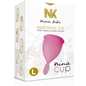 Copa menstrual Rosa Nina Kikí talla L, en silicona suave y flexible, diseñada para comodidad y protección durante el ciclo menstrual.