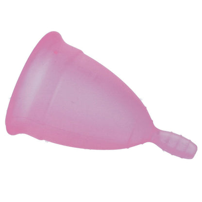 Copa menstrual rosa Nina Kikí de talla L, hecha de silicona suave, para uso femenino y protección durante el ciclo menstrual.