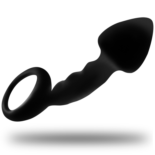 Plug anal acanalado con anilla de la marca OHMAMA ANAL, diseñado para uso anal con superficie estriada y anillo de sujeción.