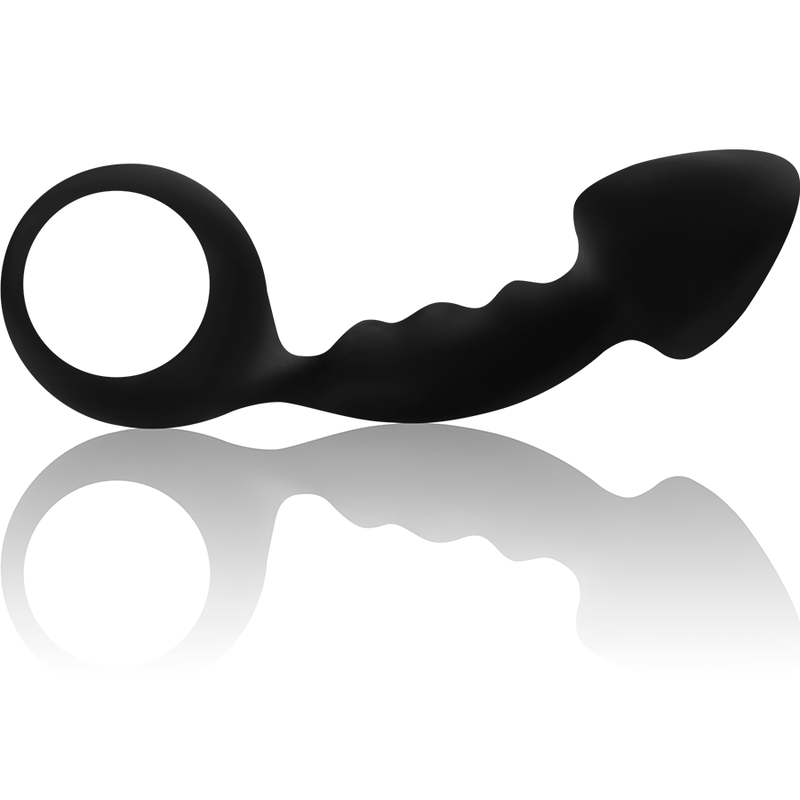 Plug anal acanalado con anilla de la marca OHMAMA ANAL, diseñado para uso anal con textura acanalada y anillo de sujeción.