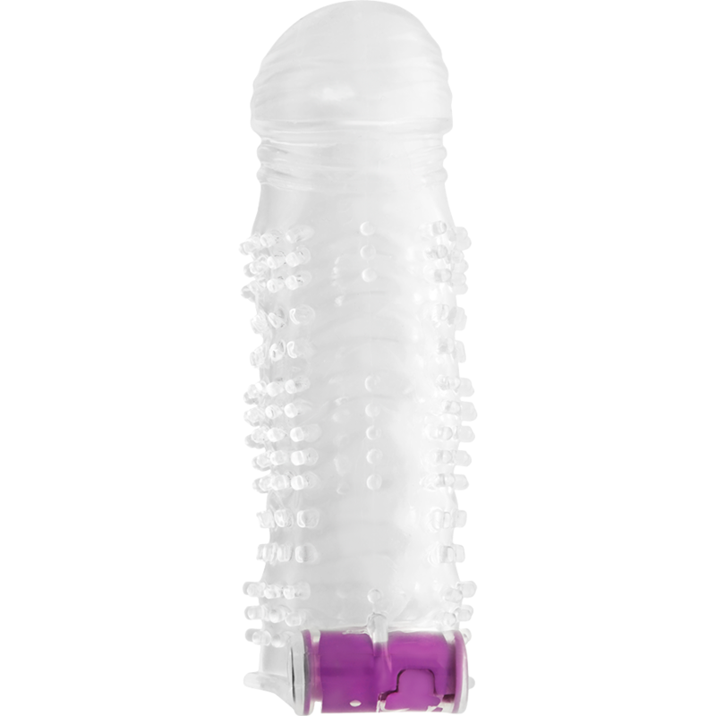 Funda para pene con textura y bala vibradora de la marca OHMAMA, diseñada para mayor placer y estimulación.
