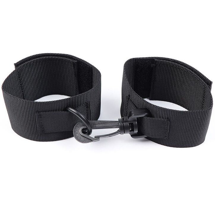 OHMAMA FETISH nylon wrist cuffs for bondage, featuring adjustable straps and secure fastening, ideal for BDSM role play.