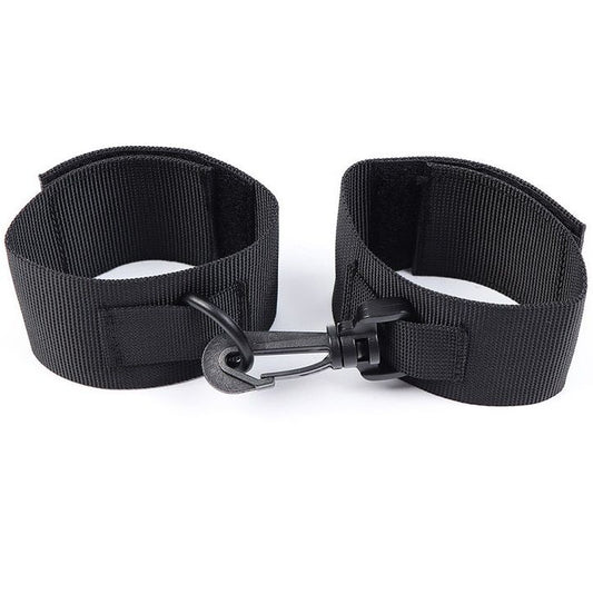 OHMAMA FETISH nylon wrist cuffs for bondage, featuring adjustable straps and secure fastening, ideal for BDSM role play.