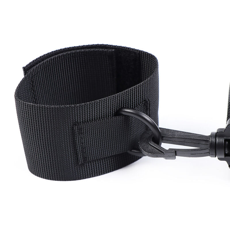 OHMAMA FETISH nylon wrist cuffs with adjustable straps, designed for bondage and restraint play.