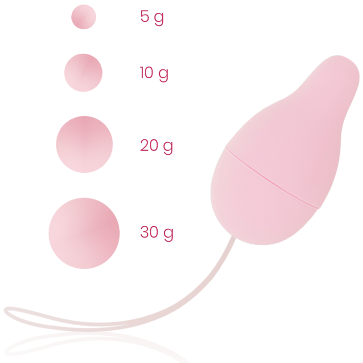 Sistema de pesos para desarrollo del suelo pélvico OHMAMA, parte del set de ejercicios Kegel para fortalecer la zona pélvica.