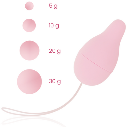 Sistema de pesos para desarrollo del suelo pélvico OHMAMA, parte del set de ejercicios Kegel para fortalecer la zona pélvica.