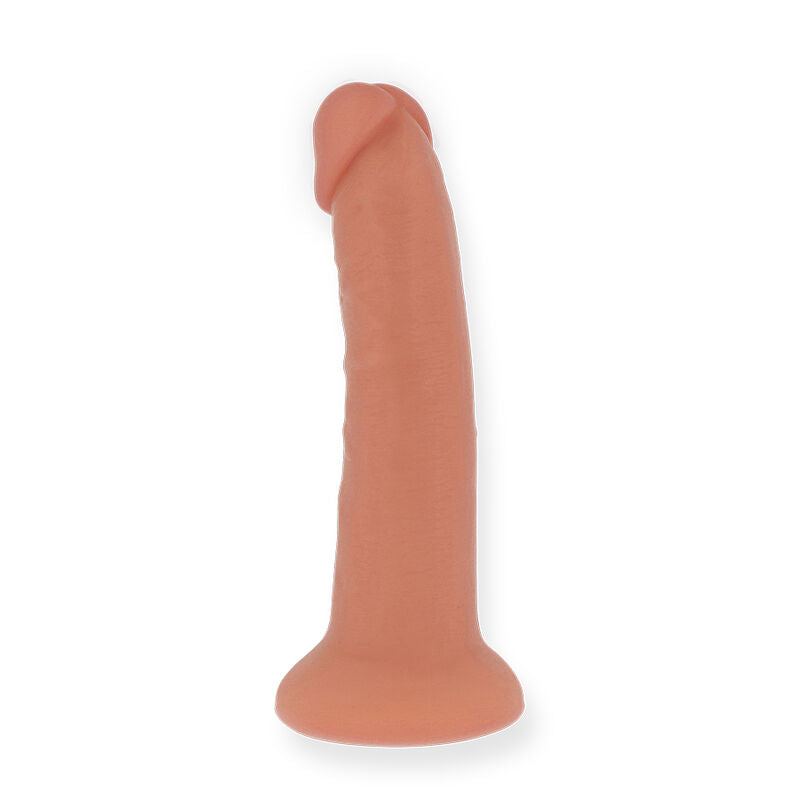 Dildo vibrador grande ONINDER Bogotá con 9 velocidades, 22 cm, diámetro 4.5 cm, en color natural, con app gratuita.