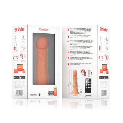 Vibrador ONINDER Bogotá Cyber Realismo, tamaño mediano 20 cm con vibración, incluye app gratuita, en color negro.