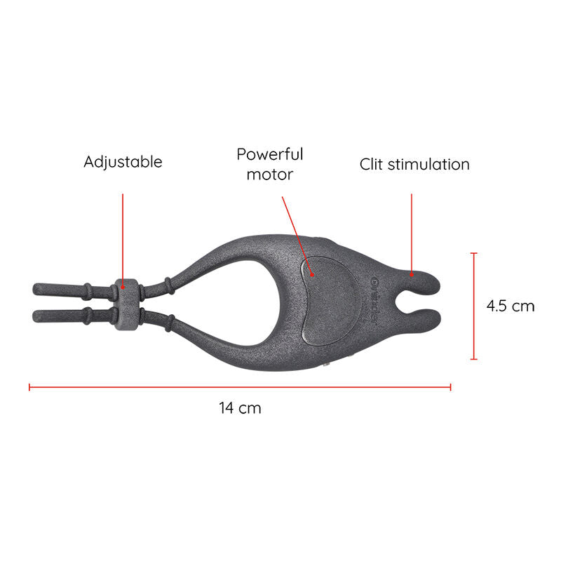 Anillo vibrador ajustable y multiposición de la marca ONINDER, con control a través de la app gratuita, en color negro.