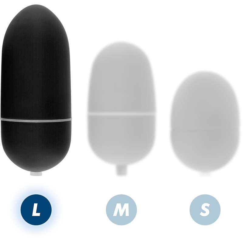 Huevo vibrador negro con control remoto de tamaño grande de la marca ONLINE, visible en la imagen.