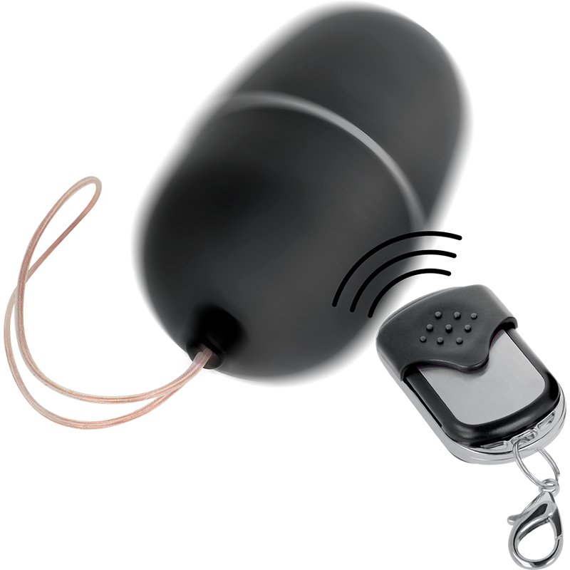 Huevo vibrador negro con control remoto ONLINE, tamaño mediano, diseñado para placer íntimo, con superficie lisa y ergonómica.
