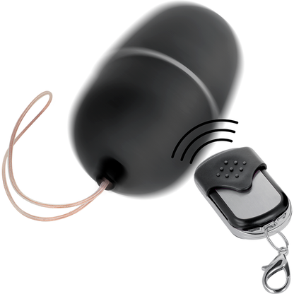 Huevo vibrador negro con control remoto ONLINE, tamaño mediano, diseñado para placer íntimo, con superficie lisa y ergonómica.