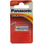 Panasonic LRV08 LR23A 12V alkaline battery in a blister pack, showcasing the battery's design and packaging.