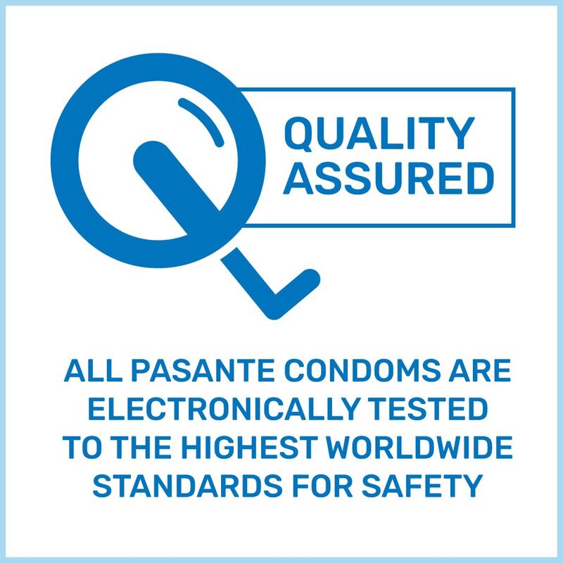 Preservativos Pasante extra gruesos en paquete de 3, con empaque y etiquetado visible, diseñados para mayor protección y comodidad