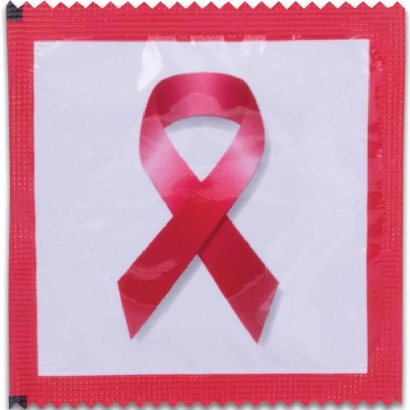Preservativos Pasante Red Ribbon de 144 unidades en paquete con envase individual visible en la imagen.