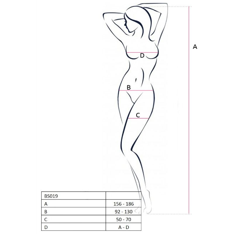 Bodystocking negro talla única de Passion Woman, ajustada y transparente, con diseño elegante y detalles en la parte superior.