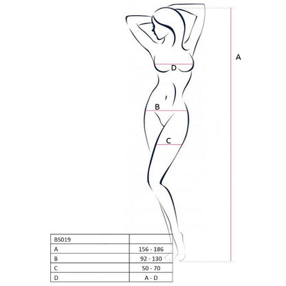 Bodystocking negro talla única de Passion Woman, ajustada y transparente, con diseño elegante y detalles en la parte superior.