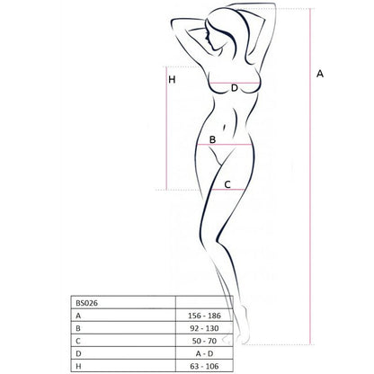 Bodystocking estilo vestido negro Passion Woman BS026, ajustada y elegante, talla única, con detalles que resaltan la figura femenina.