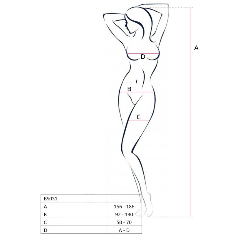 Passion Woman BS031 black bodystocking for women, one size fits all, showcasing sheer, form-fitting design with intricate lace details.