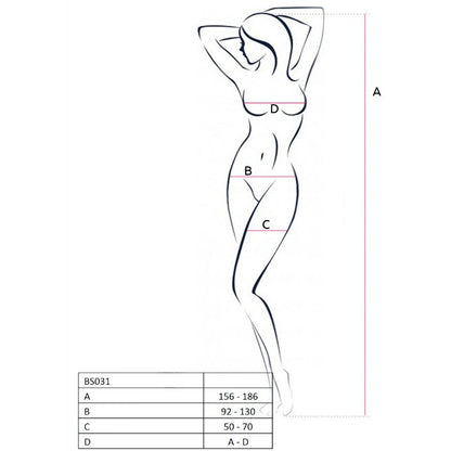 Passion Woman BS031 black bodystocking for women, one size fits all, showcasing sheer, form-fitting design with intricate lace details.
