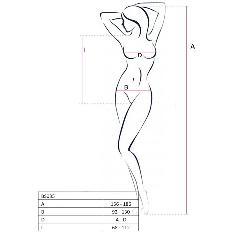 White bodystocking BS035 by Passion Woman, featuring a delicate design and one-size fit, displayed on a neutral background.