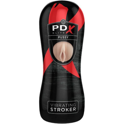 PDX ELITE vibrating vagina masturbator showcasing realistic design and textured interior for enhanced pleasure.