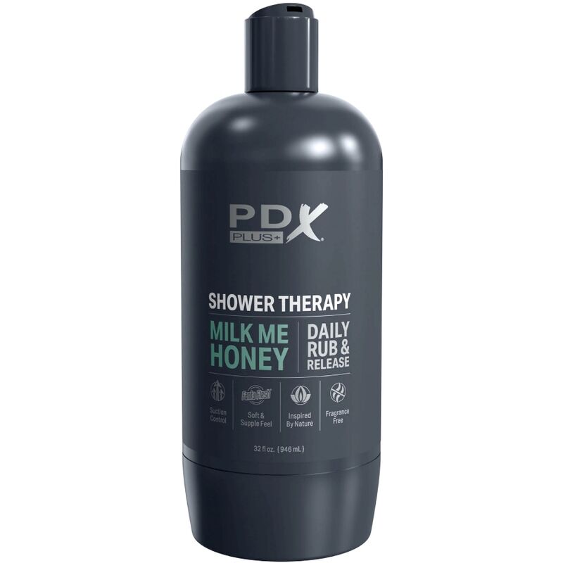Masturbador PDX PLUS+ Milk Me Honey, diseño discreto de bote con textura interior realista para placer íntimo masculino.