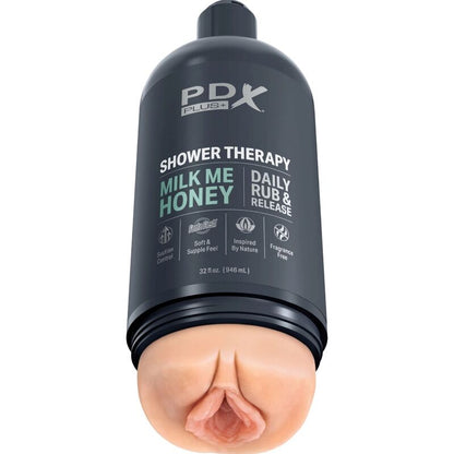 Masturbador PDX PLUS+ Milk Me Honey con diseño discreto de bote, material suave y realista para mayor placer personal.