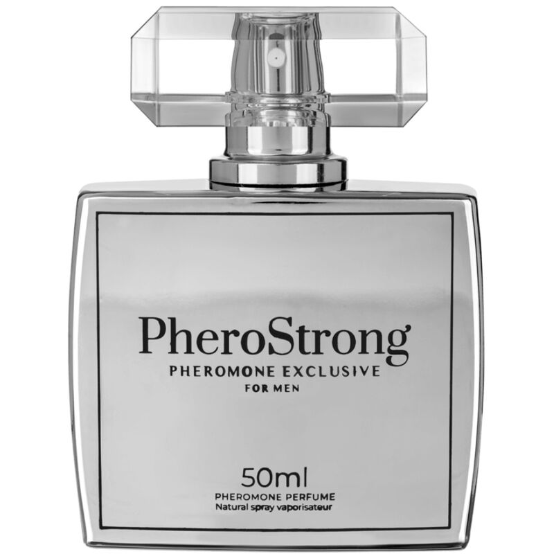 Perfume Pherostrong para hombre con feromonas, frasco de 50 ml, botella elegante y moderna para uso masculino.