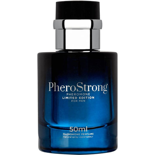 Perfume con feromonas Pherostrong para hombre, edición limitada, frasco de 50 ml, frasco de vidrio con diseño elegante.
