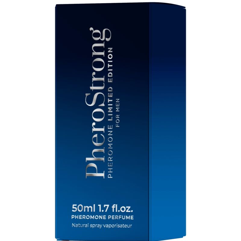Perfume con feromonas PHEROSTRONG Limited Edition para hombre, frasco de 50 ml con diseño elegante y moderno.