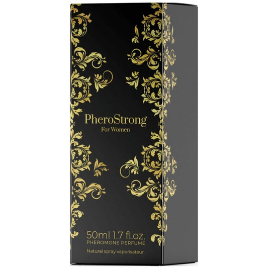 Perfume con feromonas para mujer PHEROSTRONG en frasco de 50 ml, frasco elegante y moderno.