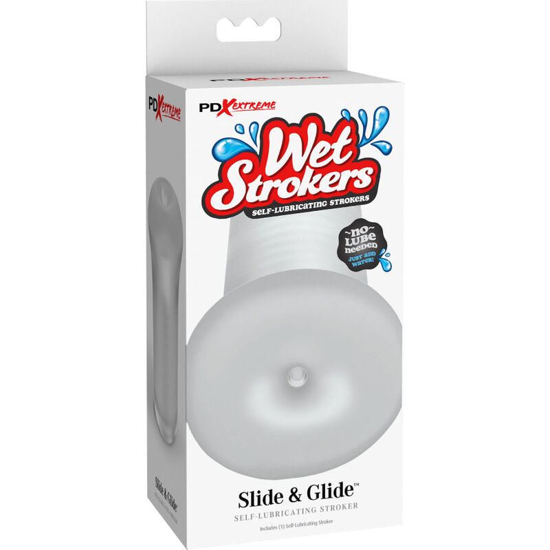 Masturbador masculino de silicona transparente FETISH FANTASY EXTREME de PIPEDREAMS, con diseño de fácil deslizamiento y textura realista.