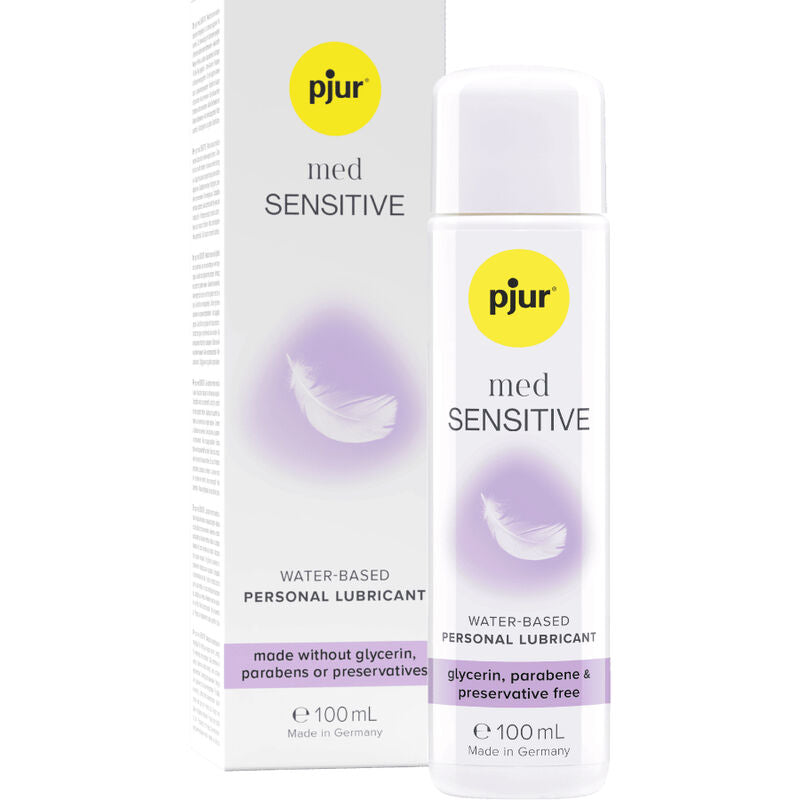 Lubricante base agua PJUR MED Sensitive Glide en botella de 100 ml, ideal para uso íntimo y cuidado suave de la piel.