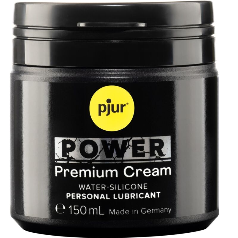 Lubricante personal Pjur Power Premium Cream en frasco de 150 ml, textura suave y fórmula de alta calidad para uso íntimo.