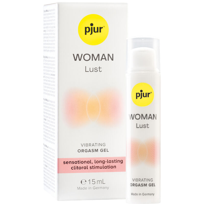 Gel vibrador para orgasmo PJUR Woman Lust, 15 ml, con textura sedosa y efecto estimulante para mayor placer.