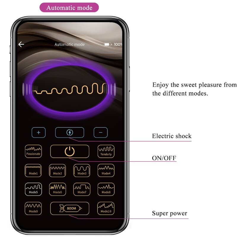 Plug anal controlado por app Pretty Love Jefferson en color lila, con diseño ergonómico y detalles suaves para uso cómodo.