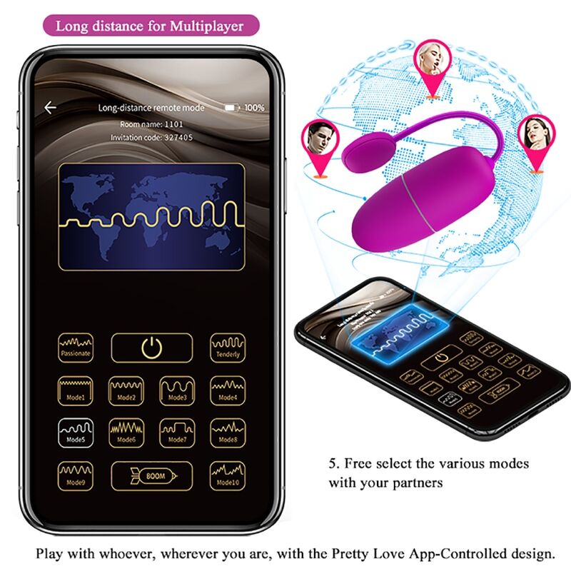Vibrador controlado por app Pretty Love Nymph en color violeta, con diseño compacto y suave, de la marca Pretty Love Bottom.