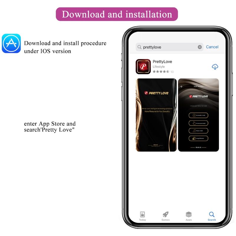 Huevo vibrador controlado por app Pretty Love Nymph en color violeta, con diseño compacto y botones visibles.