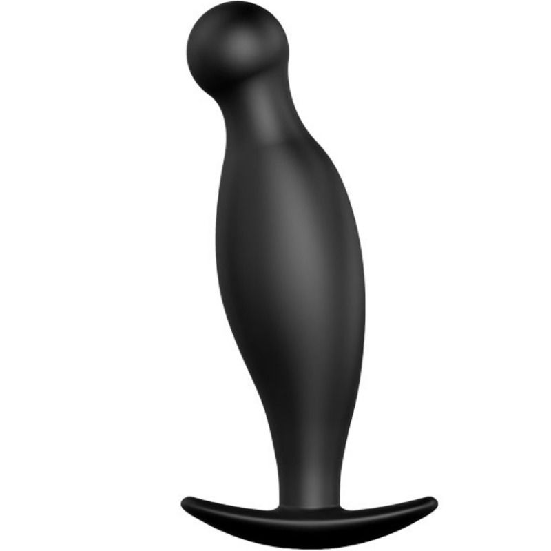 Black silicone anal plug from Pretty Love, measuring 11.7 cm, featuring a sleek design and smooth surface.