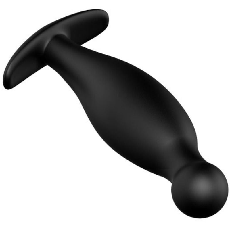 Black silicone anal plug by Pretty Love, measuring 11.7 cm, featuring a smooth design for comfortable use.