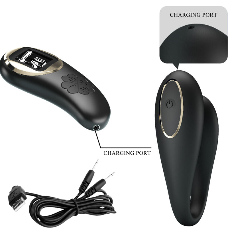Vibrador doble placer PRETTY LOVE Nathan con control remoto, diseñado para experiencias íntimas, en acabado suave y ergonómico.